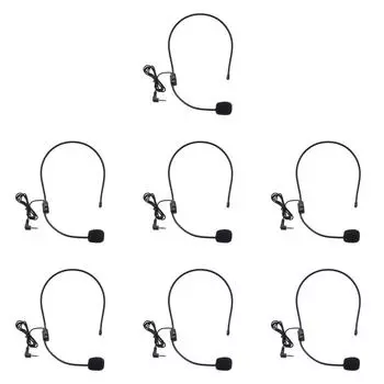 7Pcs Portable Lightweight Wired 3.5mm Plug Guide Lecture Speech Headset Micropho