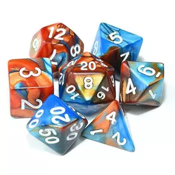 7pcs/Set for RPG Dungeons for RPG DnD Polyhedral Dice Double-Colors Mixed Color Dice Acrylic Dice E