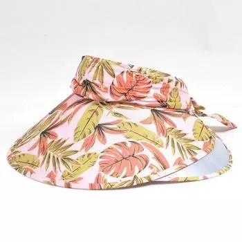 8017 Summer Sun Protection Sun Hat Retractable Topless Hat Sun Hat Female Outdoor Big Brim Beach Big Brim Pink