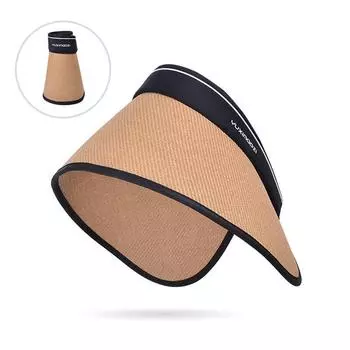 8469 Summer Surrounding Foldable Easiest for Match Fashion Face Cover Sun-Proof Hat Women s Big Brim Sun Hat Visor Straw Hat Kakh