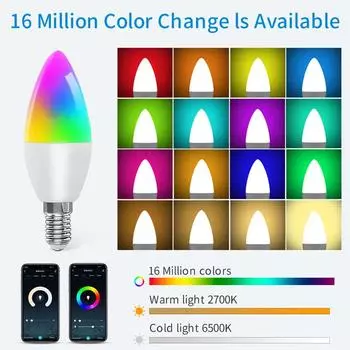 85-265 В 5 Вт 7 Вт 9 Вт Умные светодиодные лампочки WiFi E14 Candel Light Диммируемая умная лампа Cozylife APP Alexa Google Home Голосовое управление Yes