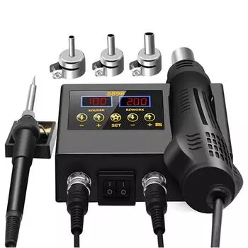 8898 SMD паяльная станция 2 в 1 паяльник горячим воздухом ЖК-цифровой дисплей сварочная станция для BGA PCB IC ремонт 8586D чёрный