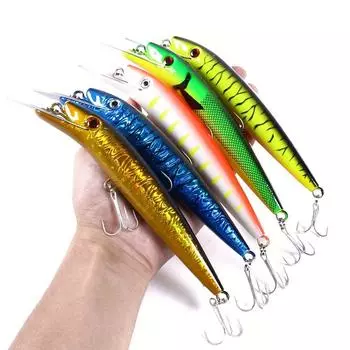 8.07 дюймов (20,5 см) 49 г Длинный воблер Minnow рыболовная приманка набор Big Crankbait 2# крючок 3D Eyes Bass Trolling Искусственные жесткие приманки Pesca 1#/1Pcs