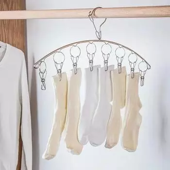 8/10 Clip Stainless Steel Sock Rack Clothes Rack Multifunctional Household Unmarked Underwear Drying Rack Balcony Storage Racks