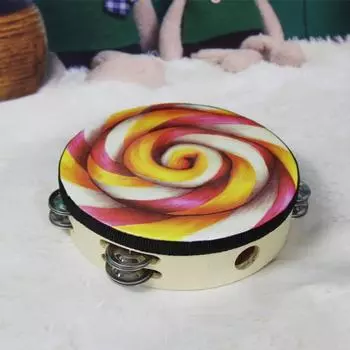 8/10-Inch Hand Held Drum Rainbow Wood Children s Drum Kids Toy Tambourine Musical Instrument 8in lollipop