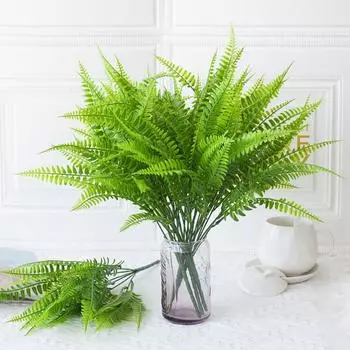 8/12pcs Artificial Plants Persian Ferns Green Grass Fake Plants Twigs Leaves Grass Flower Arrangement Wedding Party Home Decor 8pcs