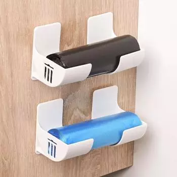 8/2PCS Wall Mounted Plastic Bag Film Container Dispenser Trash Bags Shelf Holder Garbage Bag Storage Box Organizer For Kitchen