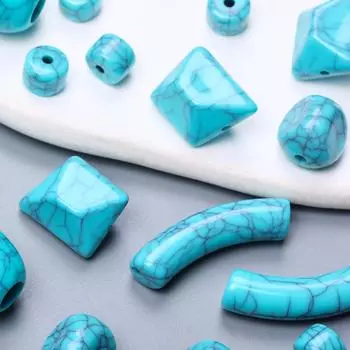 8.5-27mm 10/20/50Pcs Irregular Flat Polyhedron High Quantity Beads Imitation Turquoise Craft Supplies for Making Earrings Necklace Jewelry Accessories Round Flat 8.5mm 100Pcs