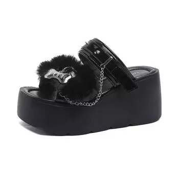 8.5CM Punk Rivet Chunky Bottom Height Increasing Sandals Women Summer Beach Breathable Leather Slippers Female Leisure Wedges 35