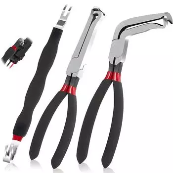 8 60-Degree Electrical Disconnect Pliers For Automotive Connectors & Sensors - Angled Wire Plug Removal Tool