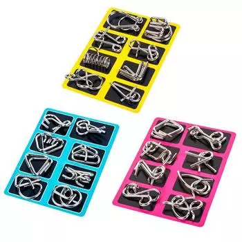 8-элементный интеллектуальный пазл ABC Metal Jigsaw Puzzle Intelligence Intelligence Nine-link Series Anti-Stress Puzzle Toys жёлтый