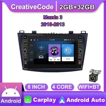8 дюймов 2 Din Android автомобильный радио мультимедийный видеоплеер для Mazda 3 2010-2013 с кнопкой Carplay WiFi BT 2 + 32 ГБ 1+32GB