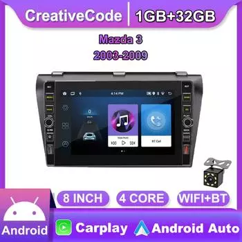8 дюймов для Mazda 3 2003-2009 с кнопкой Android автомобильный радиоприемник мультимедийный плеер навигация стерео GPS 2 Din 1 + 32 ГБ 1+32GB