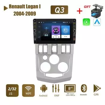 8-дюймовый Android для Renault Logan I 2004-2009 с кнопочной ручкой, автомобильный CarPlay, радио, видео, мультимедиа, GPS-плеер, 2 + 32 ГБ 1+32GB