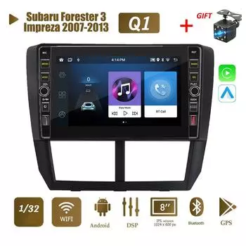 8-дюймовый Android для Subaru Forester 3 Impreza 2007-2013 с кнопочной ручкой, автомобильное радио, видео, мультимедиа, GPS-плеер, 1 + 32 ГБ 1+32GB