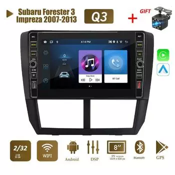 8-дюймовый Android для Subaru Forester 3 Impreza 2007-2013 с кнопочной ручкой, автомобильный CarPlay, радио, видео, мультимедиа, GPS-плеер, 2 + 32 ГБ 1+32GB