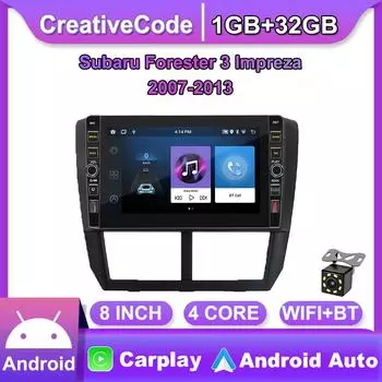 8-дюймовый Android для Subaru Forester 3 Impreza 2007-2013 с кнопочной ручкой, автомобильное радио, видео, мультимедиа, GPS-плеер, 1 + 32 ГБ 1+32GB