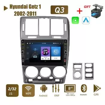 8-дюймовый автомобильный радиоприемник с Wi-Fi, стерео мультимедиа для Hyundai Getz 1 2002-2011 с кнопочной ручкой Android 2Din GPS Navi Carplay Auto 2 + 32 ГБ 1+32GB