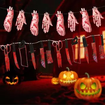 8 футов Хэллоуин кровавый баннер страшный нож подвесной баннер Хэллоуин кровавая гирлянда баннер для 2.5m