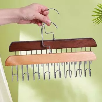 8 hook multifunctional solid wood hanger Perfect for hanging belts hats vests underwear silk scarves dormitory home goodies
