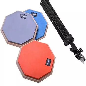 * 8 Inches Drum Practice Pad with Adjustable Stand Dumb Drum for Adults and Kids серый