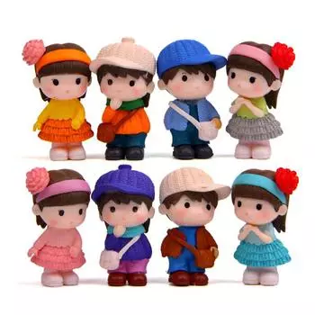 8 Pcs/Set Boys Girls Lovers Ornament Creative Micro Landscape DIY Decoration PVC Doll Birthday Gift