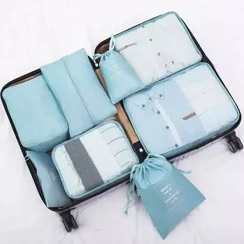 8 Pieces Thickened Travel Storage Bag Underwear Makeup Toiletries Organizer For Clothes Luggage Packing Cube Suitcase Tidy Pouch чёрный