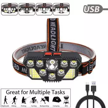8 safety lights, various lights can be switched, multi-angle adjustment and sufficient light for hiking. чёрный