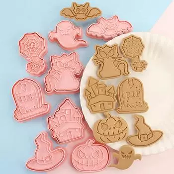 8 шт. формочек для печенья на Хэллоуин, тыквенные формы в виде черепа-призрака, 3D-формы для печенья в виде мультфильма, инструменты для выпечки на вечеринку в честь Хэллоуина
