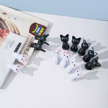 8 шт./компл., пластиковые зажимы с милым котом, подвесные прищепки для белья, бытовые прищепки, зажимы для пляжных полотенец, зажим для закусок, уплотнительные зажимы чёрный