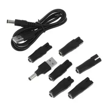 8 шт./компл. шнур питания 5 В, сменное зарядное устройство, USB-адаптер для электрической машинки для стрижки волос чёрный