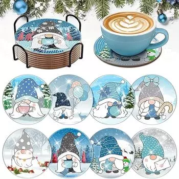 8 шт./набор подставок с алмазной росписью в виде снеговиков с кронштейнами Подставки своими руками для начинающих и взрослых, товары для творчества и рукоделия Подарки 8PCS/Set