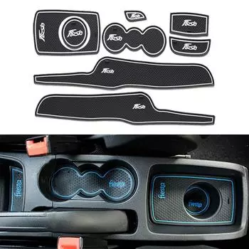 8 шт. резина для Ford Fiesta MK6 6 2008-2014 2015 2016 салон автомобиля противоскользящий коврик с пазами для дверей украшение для чашки красный