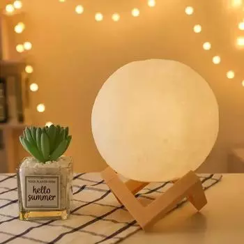 8 см DIY Планета Лампа Луна Галактика Ночной Светильник Художественная Живопись Граффити Подарок На День Рождения Спальня Гостиная Украшения (С подставкой)