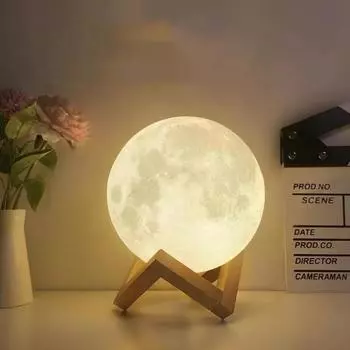 8 см DIY Планета Лампа Луна Галактика Ночной Светильник Художественная Живопись Граффити Подарок На День Рождения Спальня Гостиная Украшения (С подставкой) жёлтый