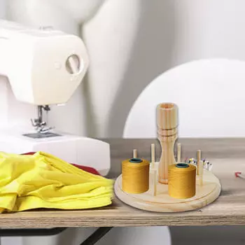 8 Spools Yarn Holder Sewing Accessory Lightweight Convenient Bobbin Organizer Wooden Thread