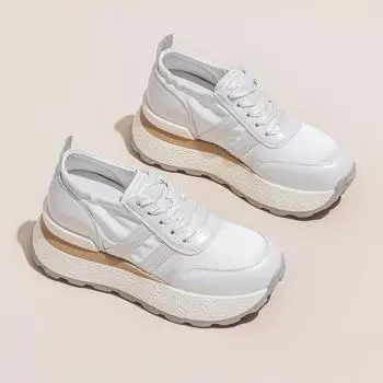 8Cm small inner height increase women s new summer satin breathable platform casual shoes 35 бежевый