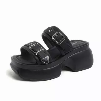 8CM Summer High Platform Women Sandals Wedge Heels Slippers Fashion New Beach Outside Chunky Sandals Comfort Casual Slides Woman 35