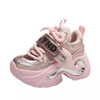 8cm Summer New Shiny Sequins Chunky Platform Sneakers Women Breathable Lace Up Height Increase Shoes Woman Fashion Cute Sneakers 38