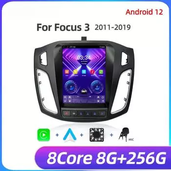8Core 2 Din Android 12 автомобильный радиоприемник для Ford Focus 3 Mk 3 2011 2012 - 2019 мультимедийный видеоплеер 2Din Carplay Auto Stereo DVD