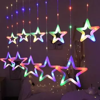 8Models Christmas light string, 10 Star/Snowflake Lights with Remote, Battery Operated for Holiday, Tree, Office, Home Decor