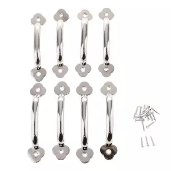 8Pcs Antique Alloy Door Cabinet Knob Wardrobe Drawer Pull Handle Set Chrome