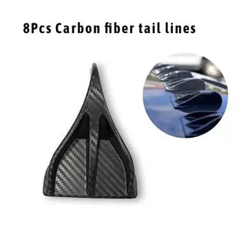 8Pcs Auto Car Shark Fin Spoiler Wing Decoration Antenna ABS Carbon Fiber Style
