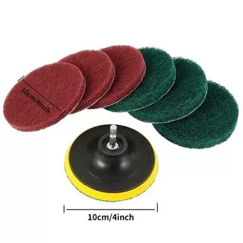 8pcs Drill Power Brush Tile Scrubber Scouring Pads Cleaning Kit Household Cleaning Tool For Bathroom Floor Tub Polishing Pad