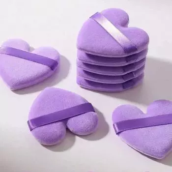 8pcs Heart-Shaped Powder Puff,Eye Area And Corner,Foundation Mixing Container, Suitable For All Skin Types, Designed For Contour фиолетовый