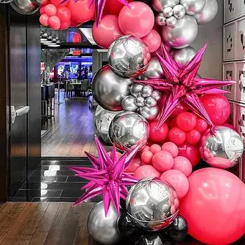 8pcs/se hot pink exploding star balloons, birthday parties, Valentine s Day, engagement weddings, and anniversary supplies Other