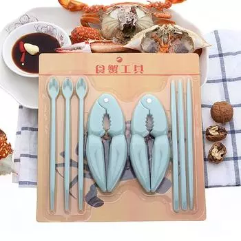 8pcs/set Plastic Spoon Lobster Crab Cracker Crab Caws Sheller Walnut Nut Clip Sea Food Tool Kitchen Gadgets Pink Blue Green розовый