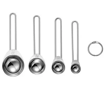 8Pcs Stainless Steel Nesting Cups Durability Stackable Measuring Spoon Set Baking 4Pcs Measuring Spoons