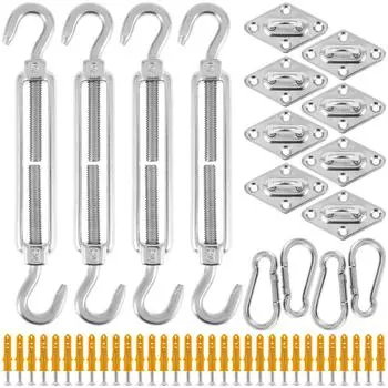 8Pcs Sun Shade Sail Hardware Kit Stainless Steel Sunshades Canopy Installation Kit for Install Awning Accessories Heavy Duty United States