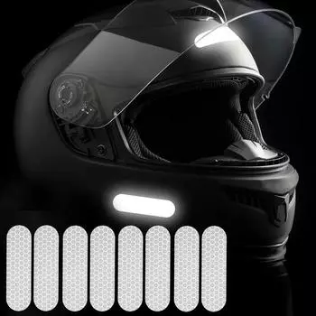 8pcs White Motorcycle Helmet Reflective Strips Stickers Motorcycle Reflector Warning Mark Universal Motorcycle Decor Accessories белый